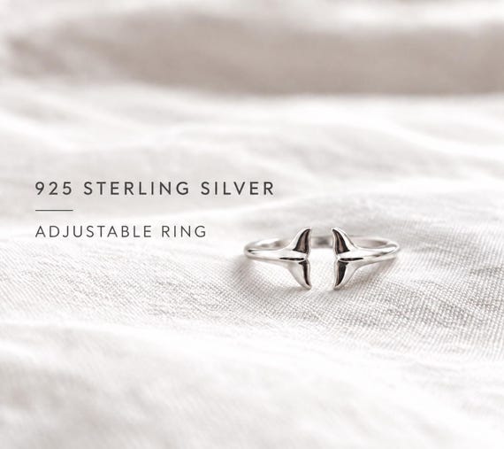 whale tail ring 925 sterling silver – adjustable open ring