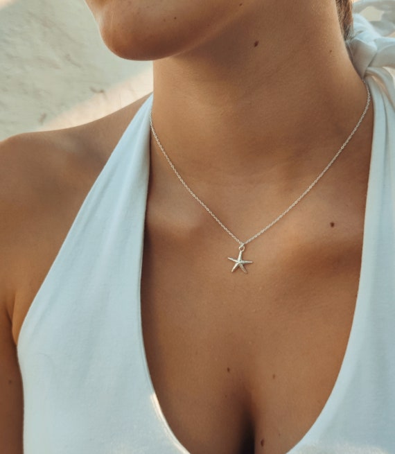 Starfish necklace in 925 silver - sterling silver starfish necklace - ocean jewelry gift for her - gift for women