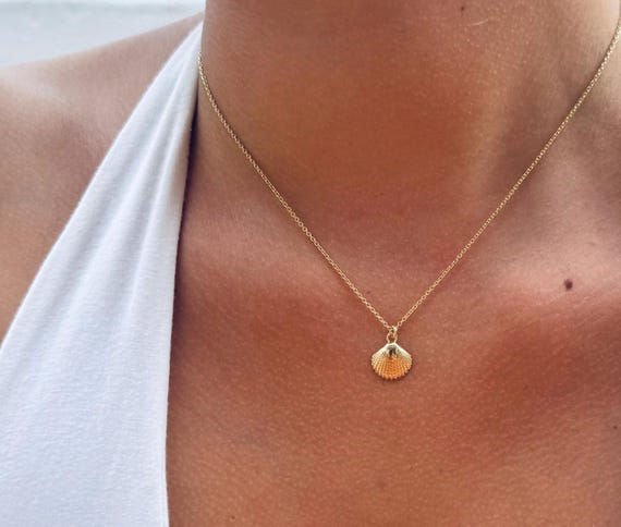 Shell necklace gold-plated, fine necklace 925 sterling silver, minimalist jewelry, gift for her, ocean lovers