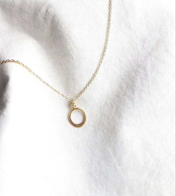 Necklace with circle, 14K gold-plated necklace, minimalist, pendant ring, birthday, gold chain with circle pendant, birthday gift