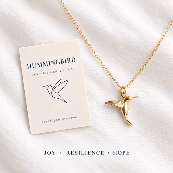 hummingbird necklace - dainty gold necklace - 925 sterling silver - symbolic jewelry