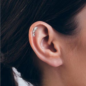 Orecchino Helix a forma di pesce Koi in argento Sterling 925, piercing Helix in argento, orecchino per cartilagine, minimalista, sostenibile
