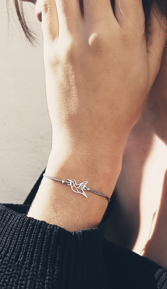 hummingbird bracelet 925 silver - gift for women, symbol of freedom & joy of life, minimalist jewelry