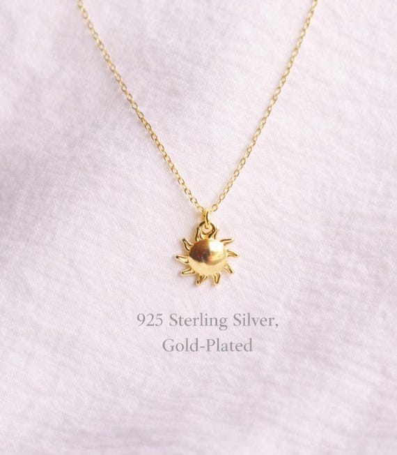 Sun necklace gold 925 silver - 925 sterling silver sun necklace gift - gift for her
