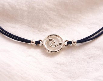 wave bracelet 925 sterling silver - minimalist ocean jewelry gift for her