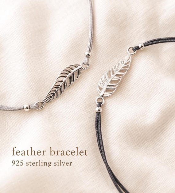 925 sterling silver feather bracelet - gift for women