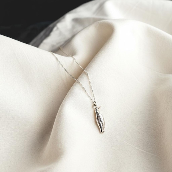 penguin necklace sterling silver - minimalist animal pendant - meaningful gift for her - ocean jewelry