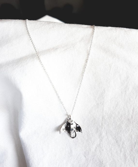 Silver Manta Ray Necklace, Sterling Silver Ocean Jewelry, Gift for Women, Manta Ray Pendant, Gift Idea, Silver Chain, Charity