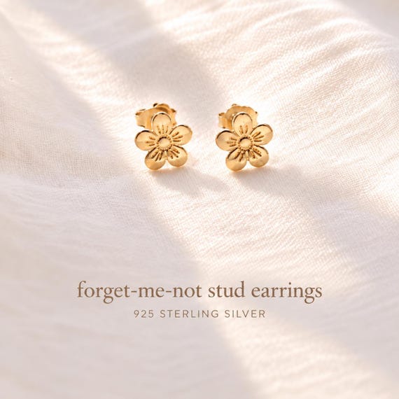 forget-me-not stud earrings gold – 925 sterling silver flower earrings – meaningful gift