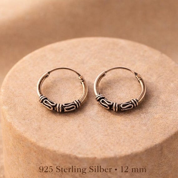 Bali hoop earrings, 925 silver - gift for women - beach jewelry gift for her