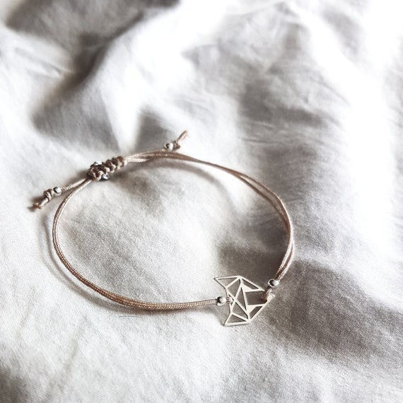 Fox bracelet, 925 sterling silver, Christmas, origami fox, bracelet women, gift for her, silver fox, stainless steel jewelry, charity shop