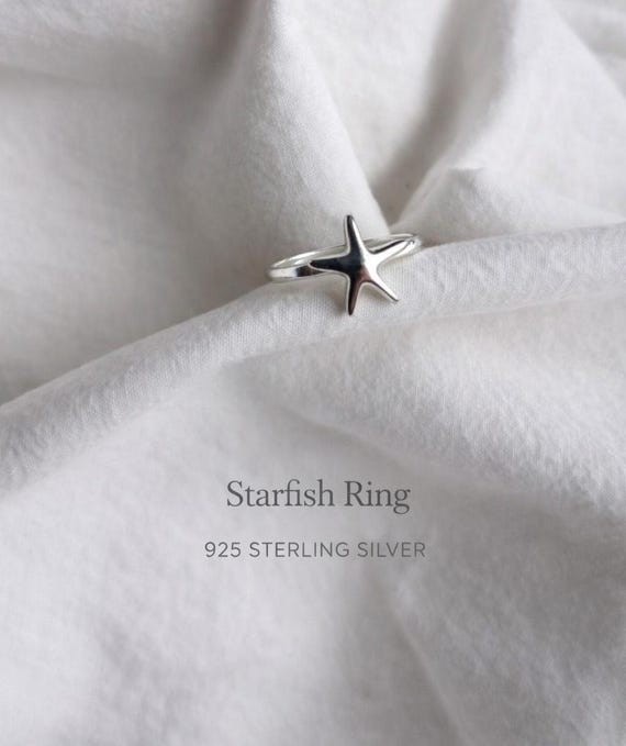 Starfish ring 925 silver - sterling silver starfish ring - ocean jewelry gift for her - minimalist gift for women