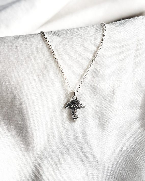 925 Sterling Silver Necklace with Small Lucky Mushroom, Gift for Woman, Lucky, Mushroom Pendant, Birthday Gift, Gift for Her, Charity