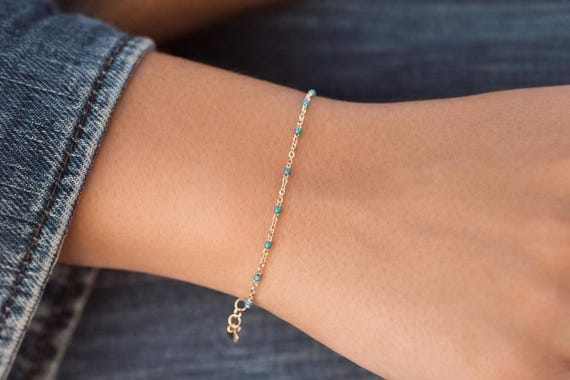 gold beaded bracelet - navy beaded bracelet gold - gift for her - minimalist gift for women