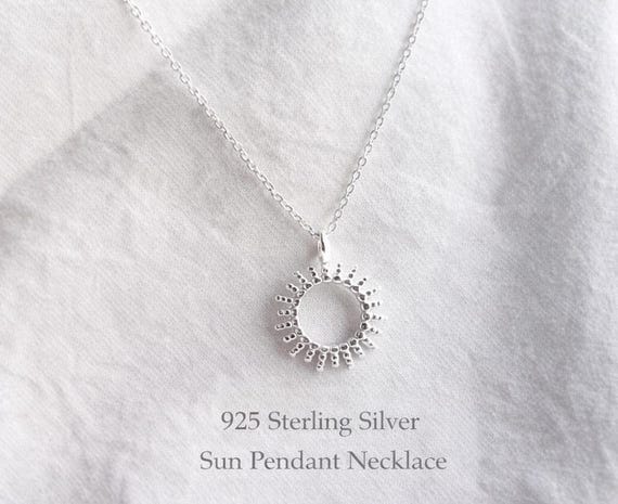 sun necklace 925 sterling silver - minimalist jewelry - dainty pendant, gift for her