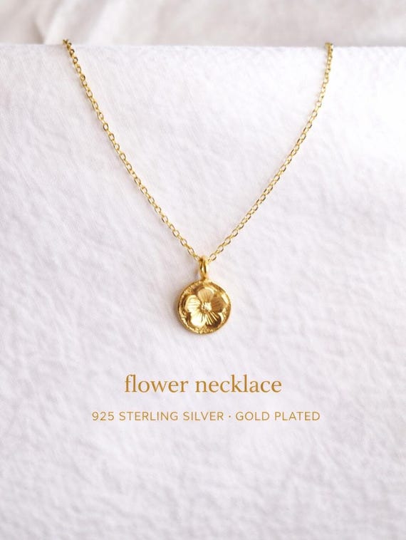 gold plated plumeria necklace - meaningful gift for her - minimalist jewelry for women