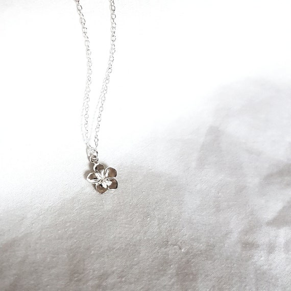 Necklace with small Hawaiian flower, birthday gift for women, 925 Sterling Silver, dainty necklace, gift for her, charity