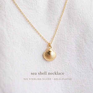 Collana con conchiglie in oro - collana con conchiglie in argento sterling, regalo per lei