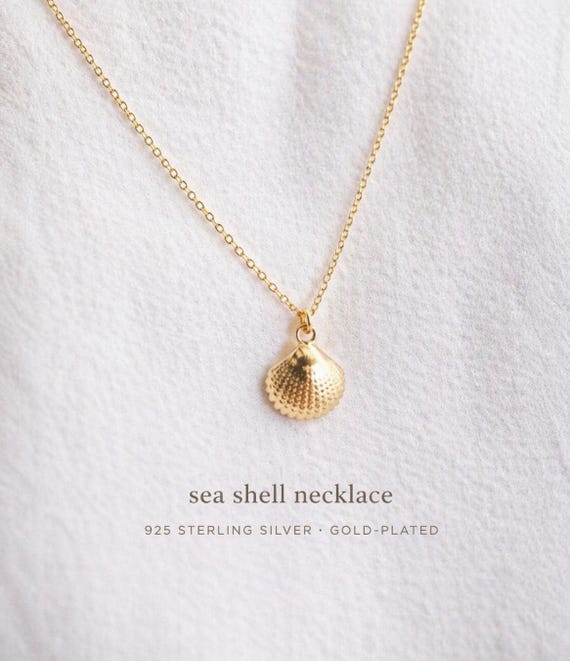 shell necklace gold 925 silver - shell necklace sterling silver - gift for women - gift idea for women