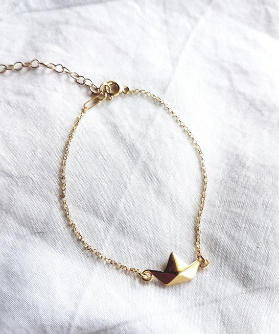 Chain Bracelet gold with Paperboat,Birthday gift,Stainless Steel,Delicate gold bracelet,Gift for her,Jewellery for Women, Charity Gift