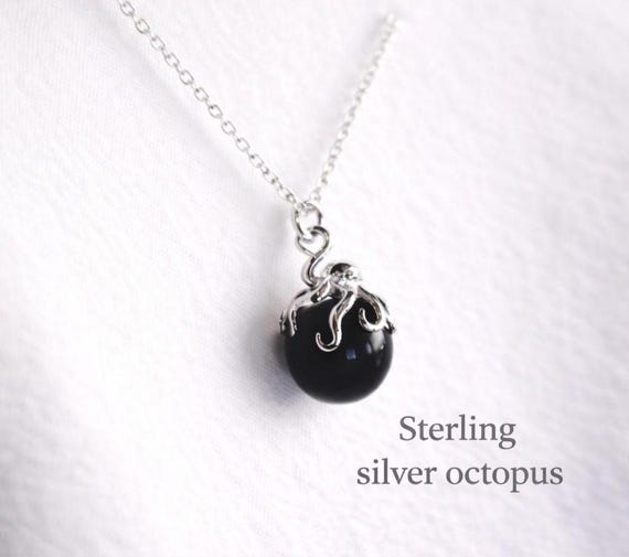 octopus necklace silver - ocean jewelry gift for her