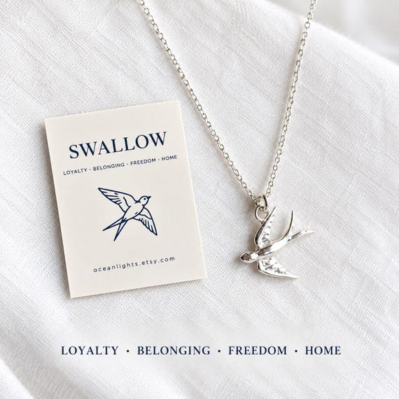 Swallow necklace 925 sterling silver - minimal gift