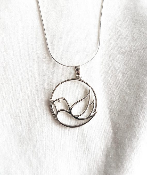 Peace dove necklace - sterling silver - Christmas gift - gift for her