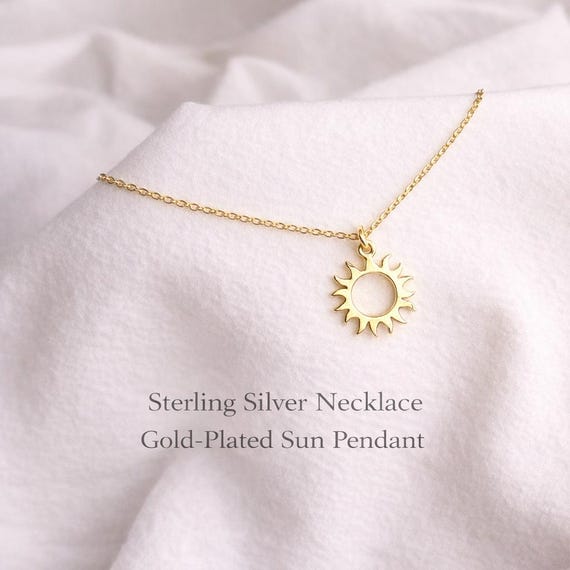 sun necklace gold 925 sterling silver - meaningful gift for her - minimalist jewelry