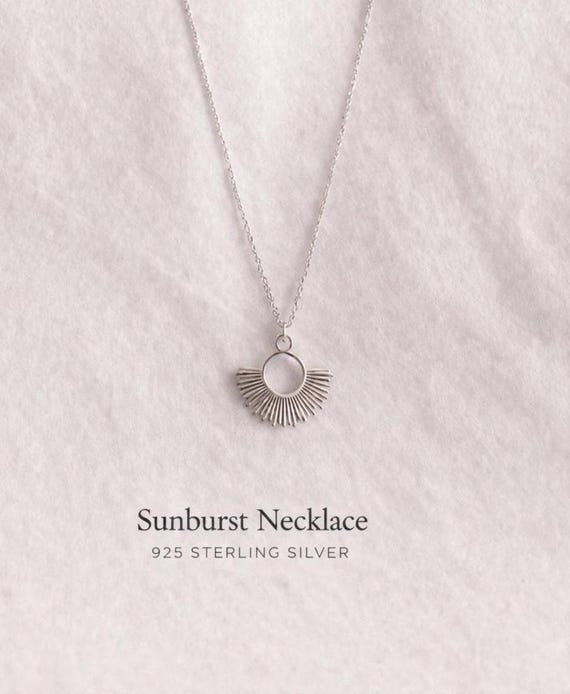Sun necklace 925 sterling silver - sunburst jewelry for women