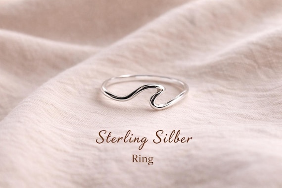 sterling silver wave ring - minimalist ocean stacking ring - gift for her