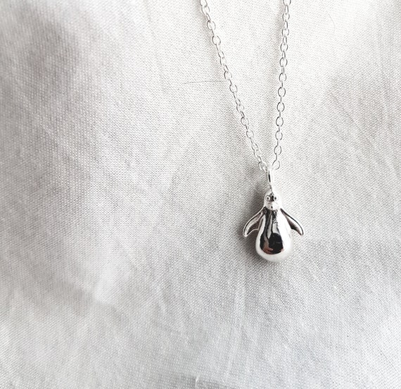 Necklace with penguin, 925 sterling silver, ladies necklace, penguin pendant, beach, summer, dainty necklace, gift for her, charity