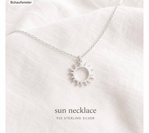 sun necklace 925 sterling silver - sun pendant - minimalist jewelry - gift for her
