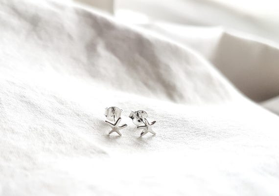 Starfish stud earrings, 925 Sterling Silver, birthday gift, earrings for women, star earrings, small stud earrings, gift for her, charity