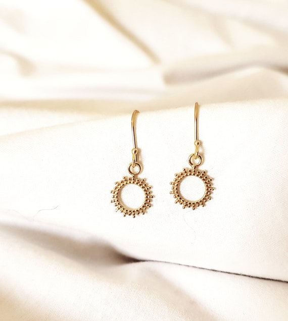 Earrings made of 925 sterling silver with sun, 24 carat earrings, birthday gift for women, ladies earrings, sun pendant, gold earrings