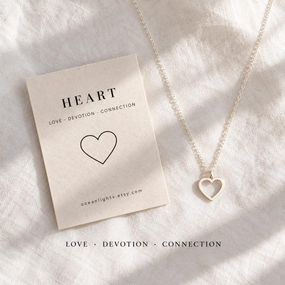 heart necklace - dainty silver necklace - 925 sterling silver - symbolic jewelry - jewelry gift