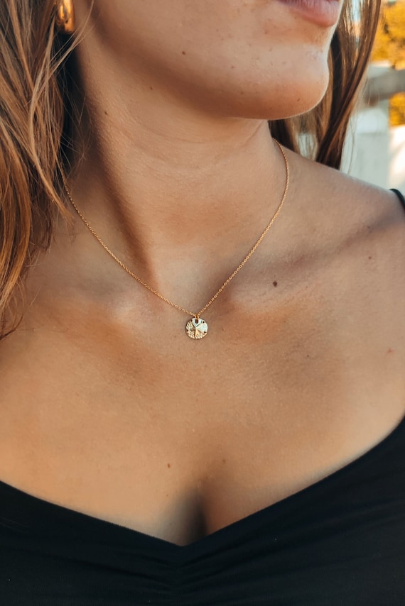 Necklace with sand dollar, 14k gold plating, shell pendant, birthday, gift for her, ladies necklace, dainty necklace