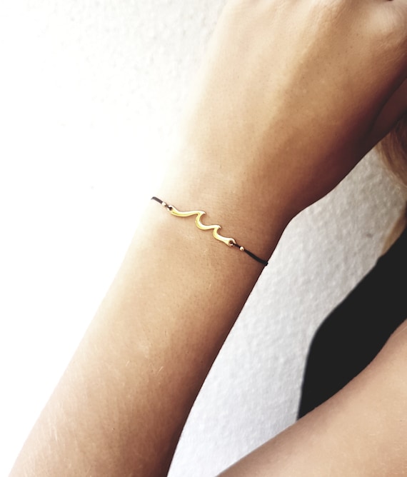 Bracelet Golden Wave,Birthday gift woman,Bracelet Ladies, Gold Jewellery, Wave Jewellery, Surf Bracelet,Gift for women, Charity Bracelet