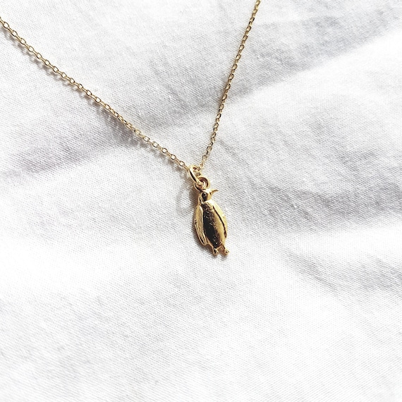 Necklace with penguin, 14k gold plating, birthday gift woman, adjustable, women's necklace, dainty necklace, shell jewelry, charity