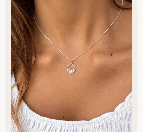 wave necklace 925 sterling silver - dainty silver necklace - symbolic jewelry - gift for her