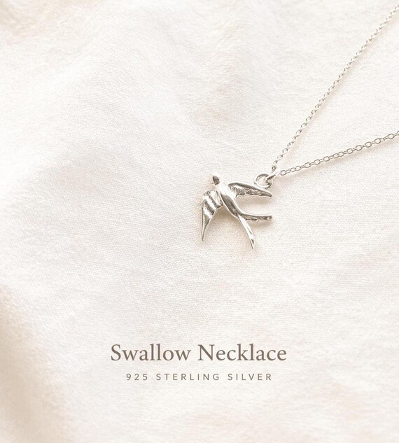 Swallow necklace 925 silver - swallow necklace minimal gift