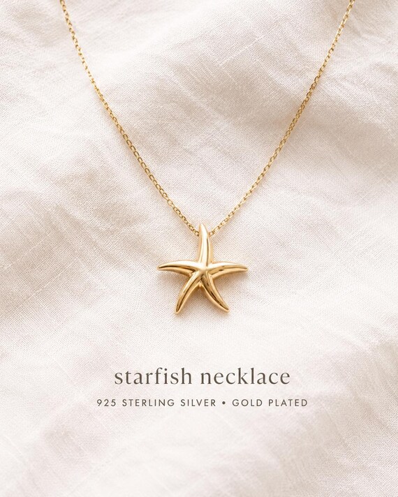 Starfish necklace in gold and 925 silver - gift for her - ocean-inspired jewelry
