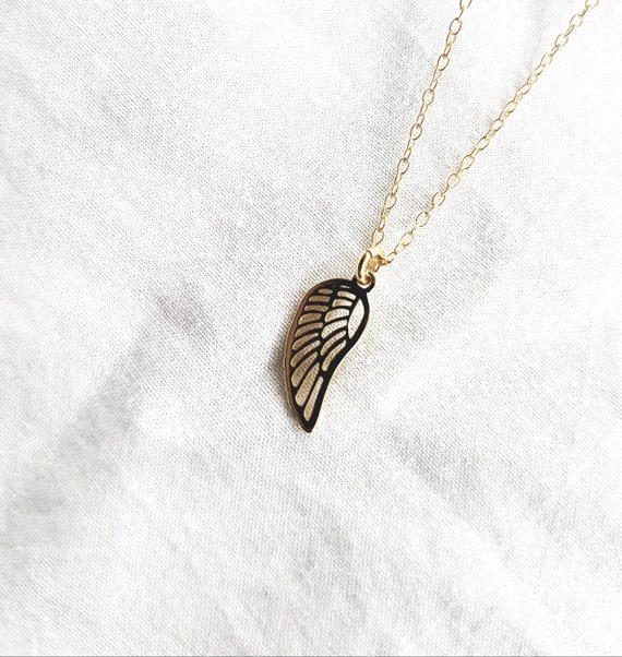 dainty gold wing necklace protection symbol - meaningful gift