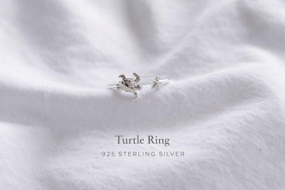 sterling silver turtle ring - minimalist ocean jewelry gift for women