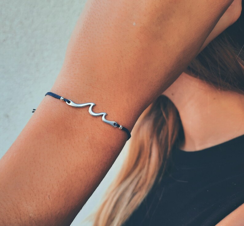 Bracelet Wave,Birthday gift women, Surf Bracelet, Bracelet for women, Gift for women,Adjustable bracelet, Silver jewellery,Charity Shop image 1