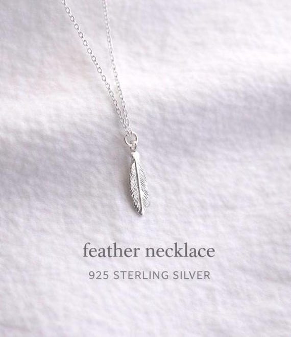 Sterling Silver Feather Necklace - minimalist jewelry , symbol of freedom , gift for women