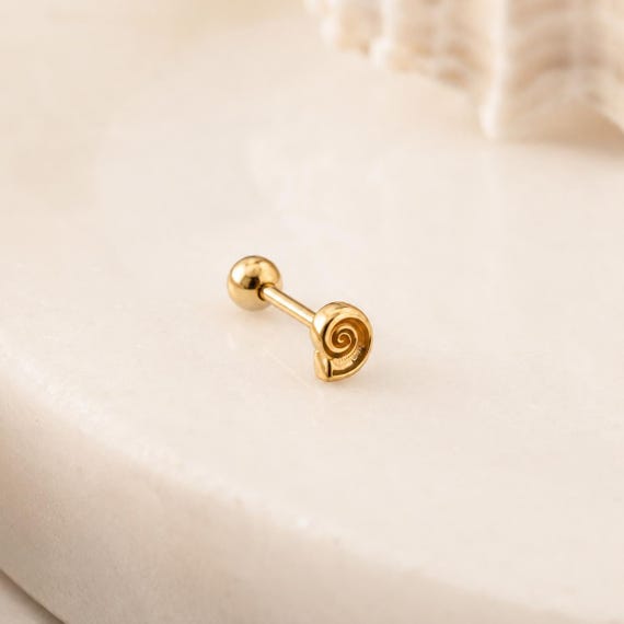 tiny shell helix piercing, gold cartilage stud, 925 sterling silver