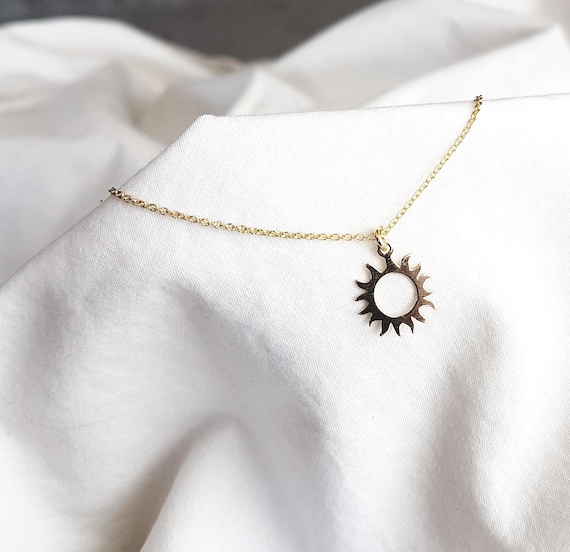 gold plated sun necklace for women - meaningful gift for her - minimalist jewelry