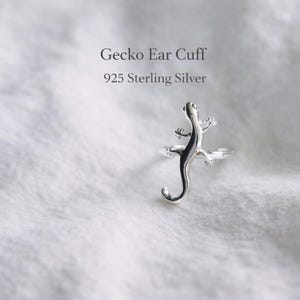 Gecko örhängen 925 silver - Gecko örhängen utan piercing present till henne