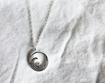 925 Sterling Silver Wave Necklace,Pendant Wave,Surf Jewellery,Gift Women,Dainty Necklace,Beach,Charity