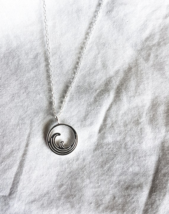 925 Sterling Silver Wave Necklace,Pendant Wave,Surf Jewellery,Gift Women,Dainty Necklace,Beach,Charity